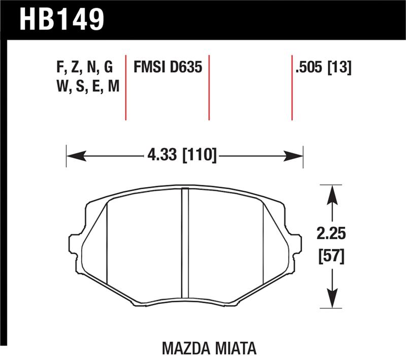 Mazda Miata Brake Pad Sets - Front - Hawk Performance - Blue 9012 - `94-`05